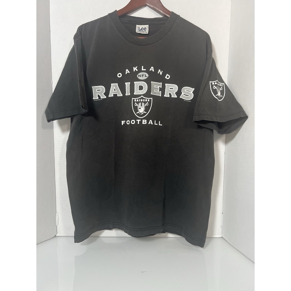 Vintage 2000 Oakland Raiders NFL Lee Sport Shirt Mens L Black Faded Football 055